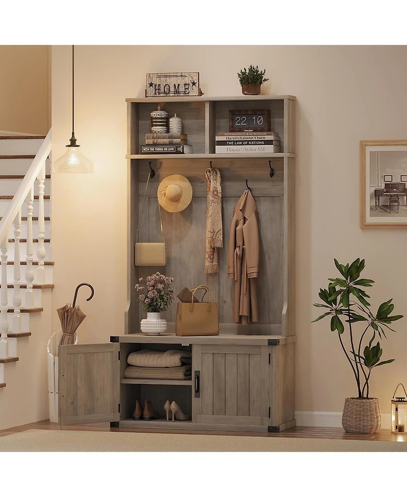 Extra Large 40" Entryway Hall Tree with Bench and Shoe Storage