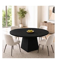 47-Inch Round Pedestal Dining Table, Seats 4-6, Black, 350 lb Capacity
