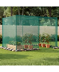 Medium/Large Garden Crop Cage with Steel Frame and Zippered Door, 4mm Tear-Resistant Mesh Plant Protection Tent for Vegetables Flowers Outdoor, Green