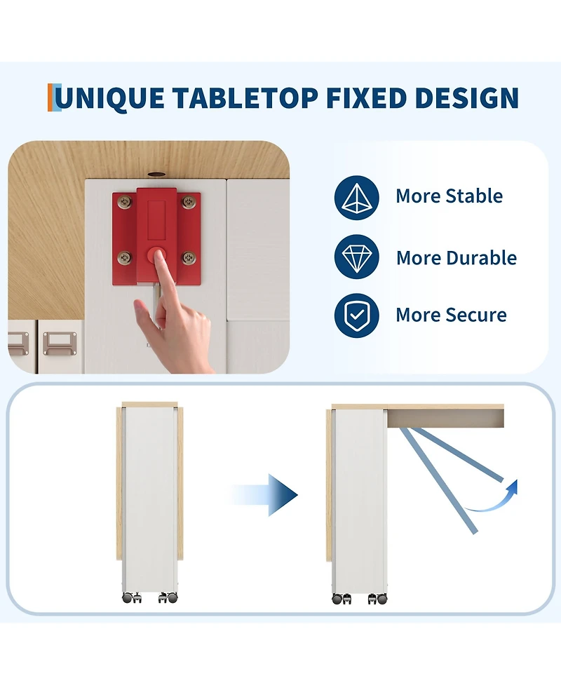 Folding Dining Table with Wheels, Drop Leaf Table with Drawer, Storage Shelves, Space Saving Design for Kitchen, Dining Room, Apartment