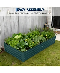 71x351x12/95x47x24 Raised Garden Bed with Pvc Cover, Metal Planter Box for Outdoor Vegetables Flowers Herbs, Green/Grey