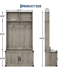 Extra Large 40" Entryway Hall Tree with Bench and Shoe Storage