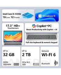Hp Essential 17.3" Touchscreen Business Laptop, Intel Core i5-1335U, Intel Iris Graphics, 16GB DDR4, 512GB Ssd, Wi-Fi 6, Windows 11 Pro, Silver