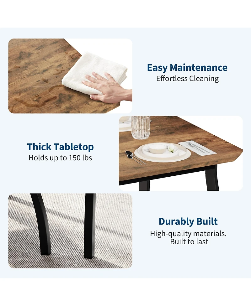 5-Piece Dining Table Set for 4, Space Saving Kitchen Furniture Set with Safe Chamfer Edge Table, Upholstered Chairs for Small Apartment