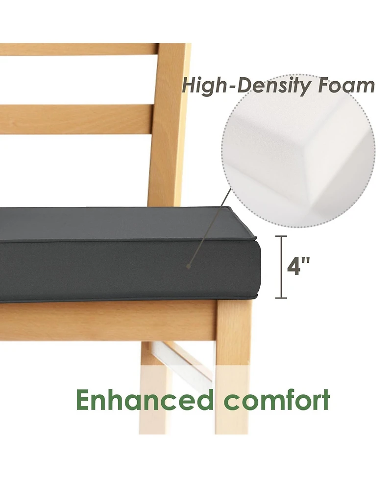 22"/19" W x 4"H Set of 2 Outdoor Chair Cushions with Ties, 600D Polyester Oxford Fabric Square Seat Pad for Patio Garden Porch Deck, Grey/Beige