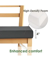22"/19" W x 4"H Set of 2 Outdoor Chair Cushions with Ties, 600D Polyester Oxford Fabric Square Seat Pad for Patio Garden Porch Deck, Grey/Beige