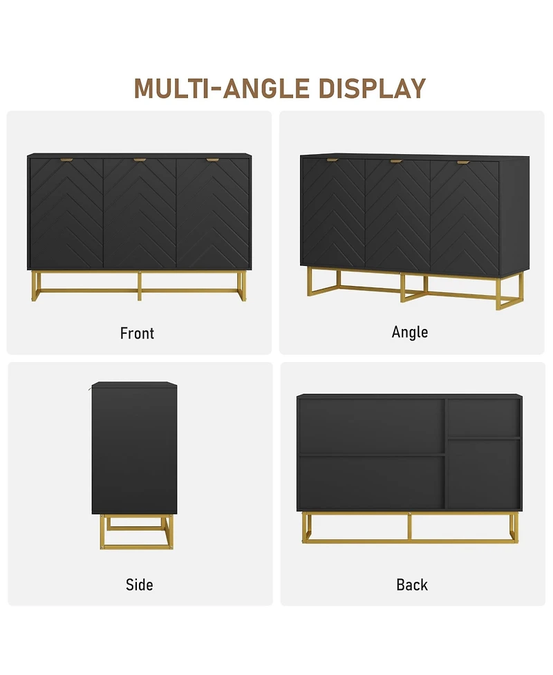 47 x 16 x 31 in Set of 2 Sideboard Buffet Cabinet with Doors, Engineered Wood Storage Credenza for Dining Room Living Room Entryway, Black