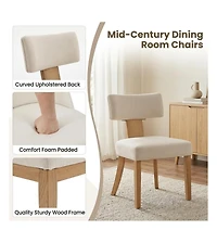 4 Set of Modern Dining Chairs, Upholstered Ergonomic Chairs with Curved Backrest and Wooden Legs, Mid-Century Farmhouse Seating for Home, Kitchen