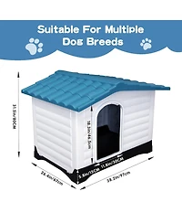 Small/Large Double Door Dog Crate, Indoor Outdoor Pp Pet House for Dogs, Weatherproof Kennel with Locking Doors