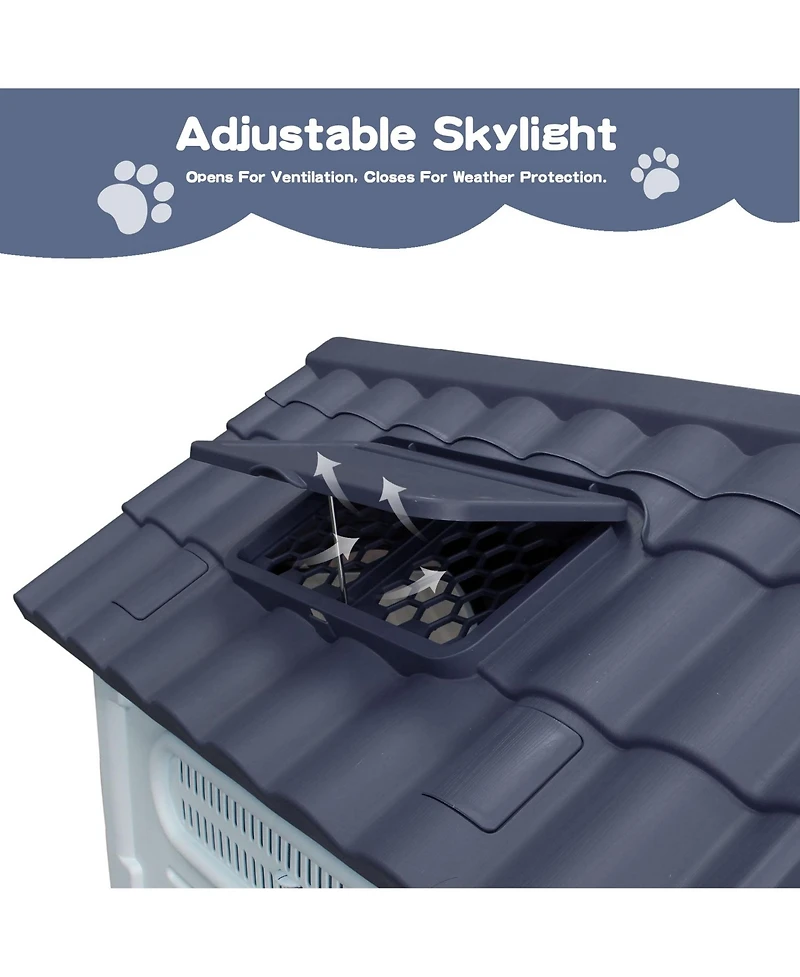 Small/Medium/Large Pp Dog Crate with Roof Window, Weatherproof Indoor Outdoor Dog House for Backyard Patio