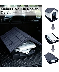 Small/Medium/Large Pp Dog Crate with Roof Window, Weatherproof Indoor Outdoor Dog House for Backyard Patio