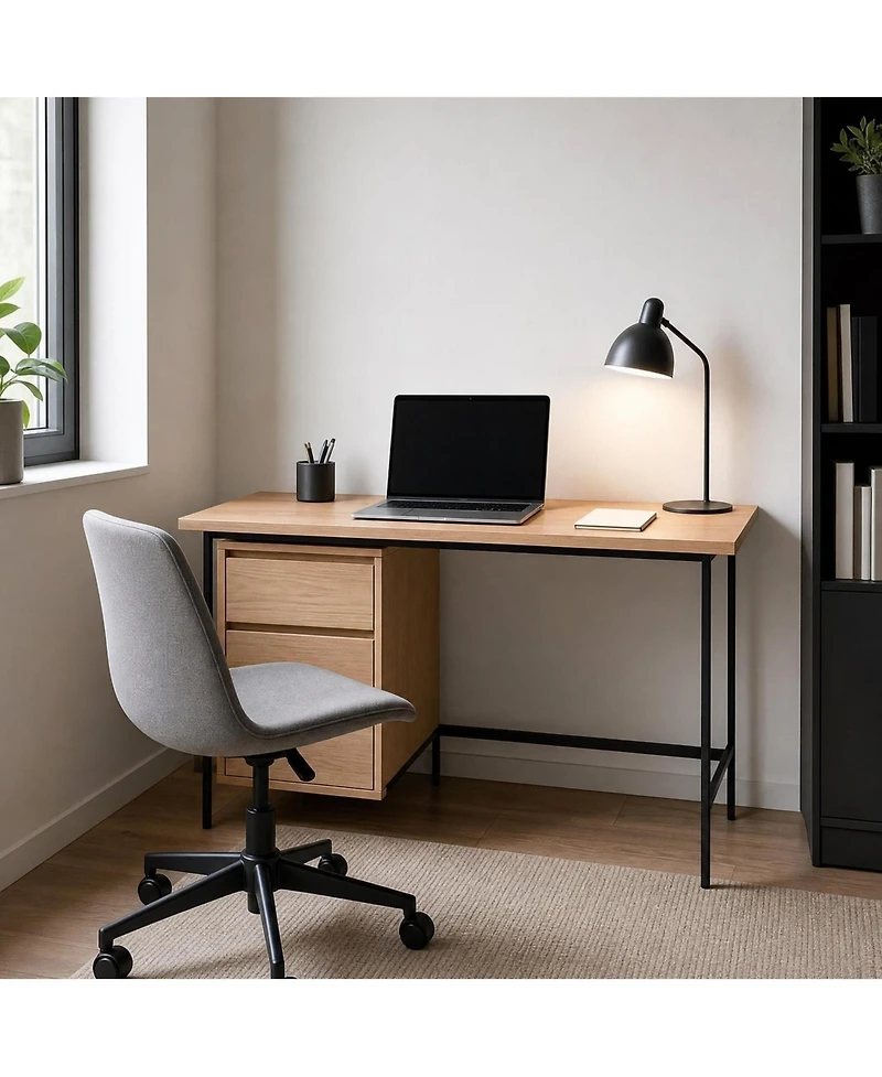 Computer Desk with Drawer, Writing Study Desk with Filing Storage Cabinet, Compact Office Workstation for Bedroom Small Space Apartment Dorm