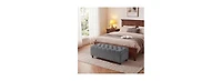 Button Tufted Bedroom Bench, 51 in. 30 Gal. Capacity Storage Chest, Upholstered Ottoman Foot Stool for Bedroom Entryway Living Room