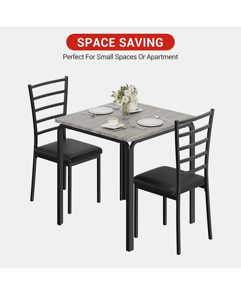 39" x 21" Dining Set with Wine Rack and 2 Stools, Engineered Wood Kitchen Table and Stools for Dining Room Small Space, Brown/Black