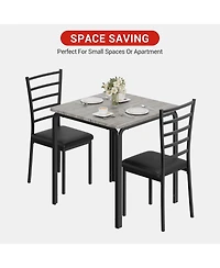 39" x 21" Dining Set with Wine Rack and 2 Stools, Engineered Wood Kitchen Table and Stools for Dining Room Small Space, Brown/Black