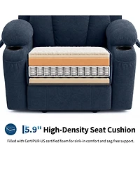 Oversized Chenille Power Lift Recliner with Heat, Massage and Memory Remote, Usb, Cup Holders,Blue