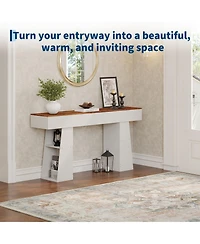 63" Entryway Table, Console Table for Entryway, Wood Sofa Table with Hidden Side Storage, Modern Hallway Table for Living Room, Foyer