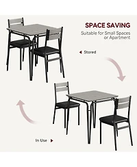 Kitchen Table and Chairs Set of 3 Square Dinette with Cushioned Seats Space Saving Compact Design for Small Apartment Dining Room Breakfast Nook