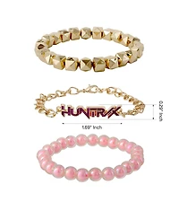 K-Pop Demon Hunters Bracelet Official License, Gold-Tone Huntrix Bracelets 3-Piece Set, K-Pop Gifts