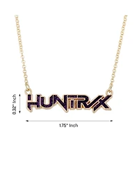 K-Pop Demon Hunters Huntrix Necklace Official License, 16"+3.25" Gold-Tone Huntrix Nameplate Necklace, K-Pop Gifts