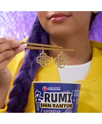 K-Pop Demon Hunters Jewelry Huntrix Logo Dangle Earrings Official License, Gold-Tone Huntix Earrings, K-Pop Gifts