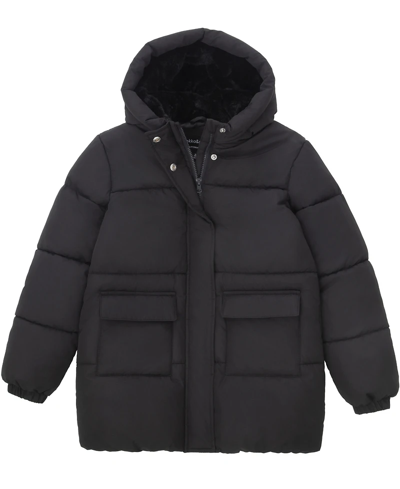 Rokka&Rolla Girls' Madison Longline Hooded Puffer Jacket, Sizes 4-18