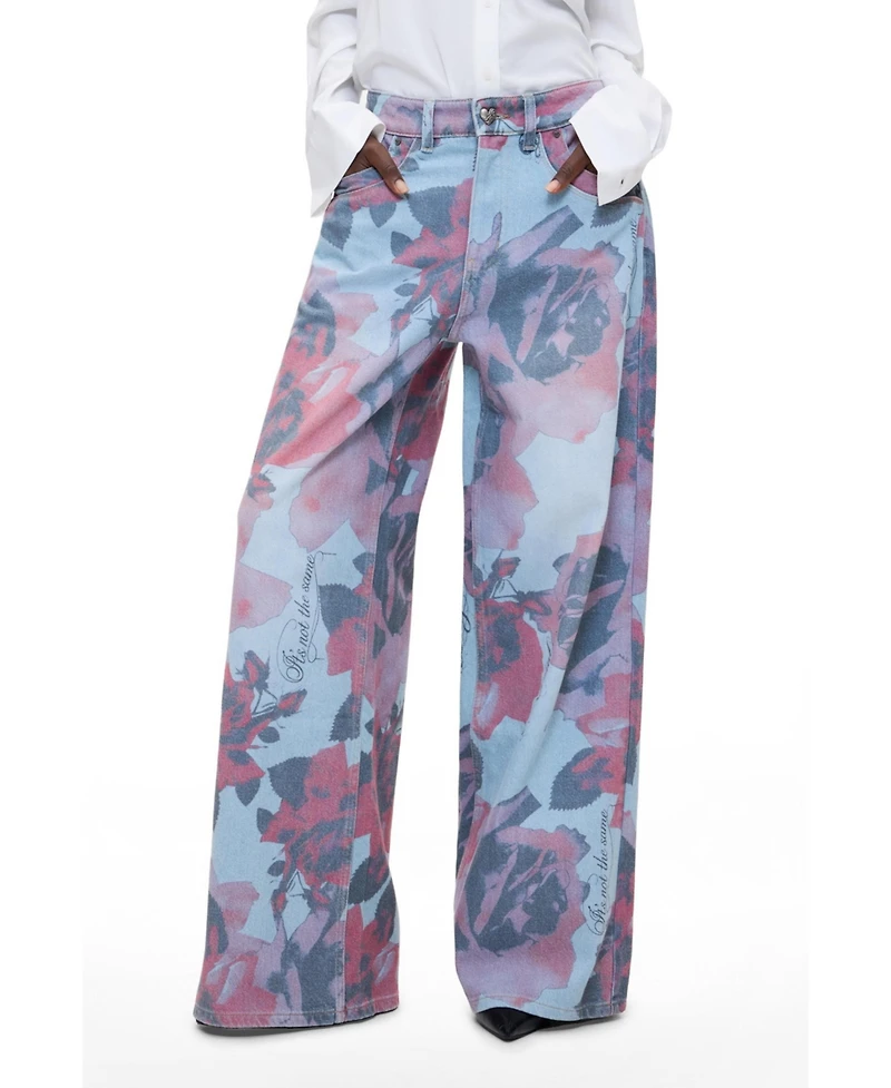 Desigual Women's Printed Wide Leg Jeans