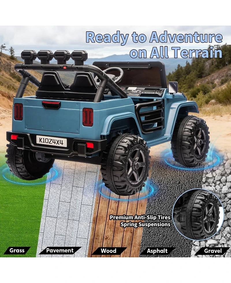 Double Seat 24V Kids Ride On Suv Toy Ages 3-8, 4WD Battery Powered Electric Car with Remote, Outdoor Driving, Light Blue