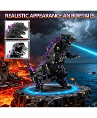 5-in-1 Remote Control Dinosaur Building Blocks Toy Ages 6+, Programmable Rc Robot Kit for Kids, Indoor Outdoor Play, Purple