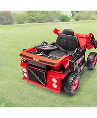 32.3x21.5x13.7 Inch 12V Kids Electric Mining Dump Truck Ride On, Construction Vehicle Toy with Sounds, Outdoor Toy for Boys Girls, Red, Ages 3-6