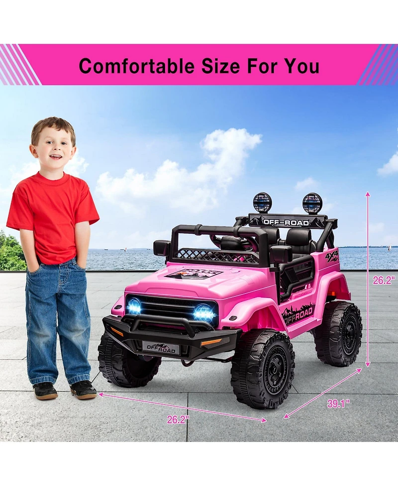 39.8x22.4x12.2 Inch 12V Kids Ride On Electric Car with Remote Control, Battery Powered Small Off-Road Vehicle for Outdoor Play, Pink, Ages 3-6
