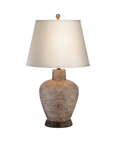 360 Lighting Southwestern Table Lamp with Usb and Ac Power Outlet Workstation Charging Base 29" Tall Brown Hammered Pot Living Room Bedroom