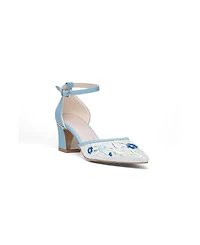 Prologue Shoes Women's Lorelai Block Heel Embroidered Bridal Pump