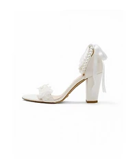 Forever and Always Shoes Women's Elvian Floral Block Heel Bridal Sandal