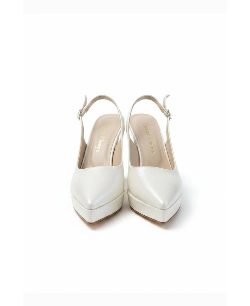 Forever and Always Shoes Women's Corin Pointed Toe Slingback Wedding Platform Pump