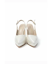 Forever and Always Shoes Women's Corin Pointed Toe Slingback Wedding Platform Pump