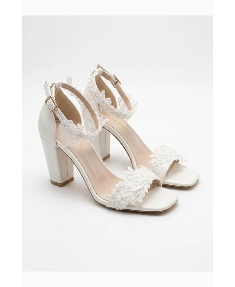 Forever and Always Shoes Women's Selia Block Heel Bridal Sandal