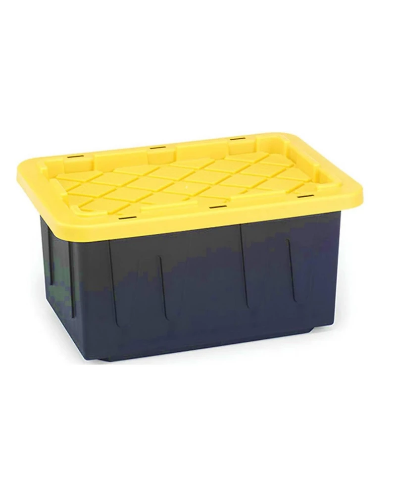 Homz 15 Gallon Durabilt Storage Container with Snap Lid, Black/Yellow (4 Pack)