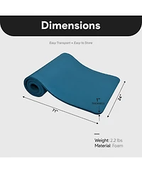 BalanceFrom Yoga Mat, 1" Extra Thick Exercise Pilates Workout Mat, Navy Blue