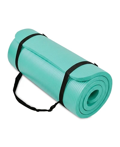 BalanceFrom Yoga Mat, 1-Inch Extra Thick Exercise Pilates Workout Mat, Aqua Blue