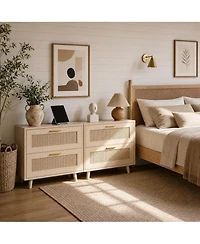 Rattan Nightstands Set of 2