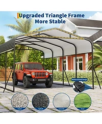 12 x 20 Ft Carport, Heavy Duty Metal Car Canopy with Steel Frame and Lockable Storage, for Car Truck Boat Driveway Patio, Gray