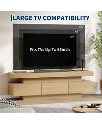 60" Mid-Century Modern Tv Stand for 65" TVs with Drawer and Open Shelves