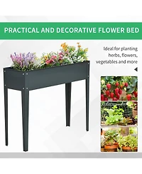 40"x12" Raised Elevated Garden Flower Bed Plant Vegetable Planter Grey