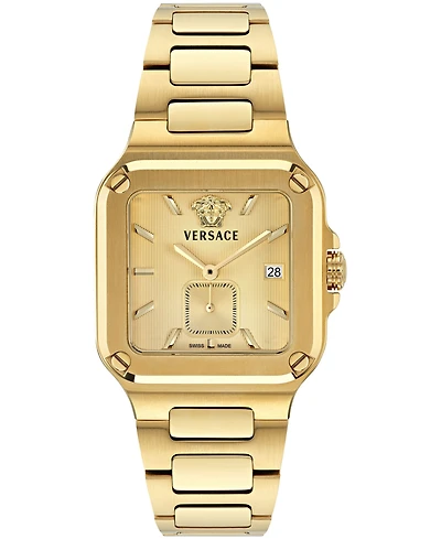 Versace Men's Greca Edge Silver Stainless Steel Bracelet Watch 38x49mm