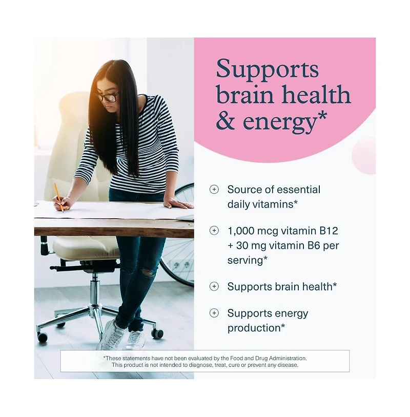 Youtheory Vitamin B12 B6, Daily Energy and Brain Support Supplement, Vegetarian Capsules, 60