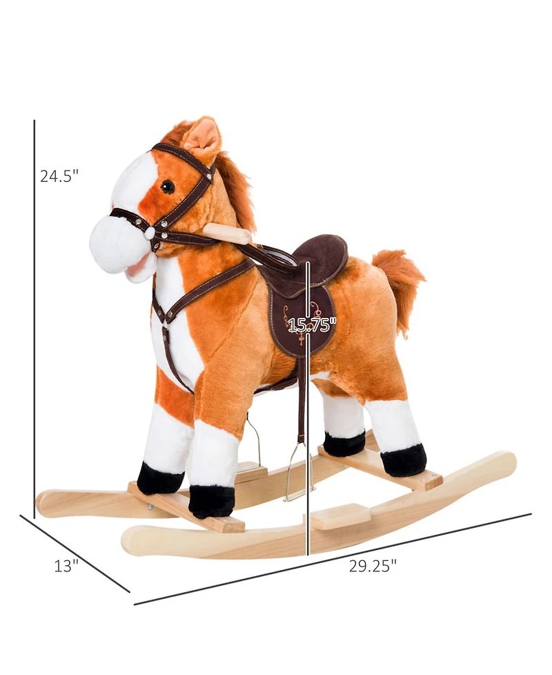 Yobtop Toddler Plush Rocking Horse with Realistic Sounds, 88 lb. Capacity, Ages 3+