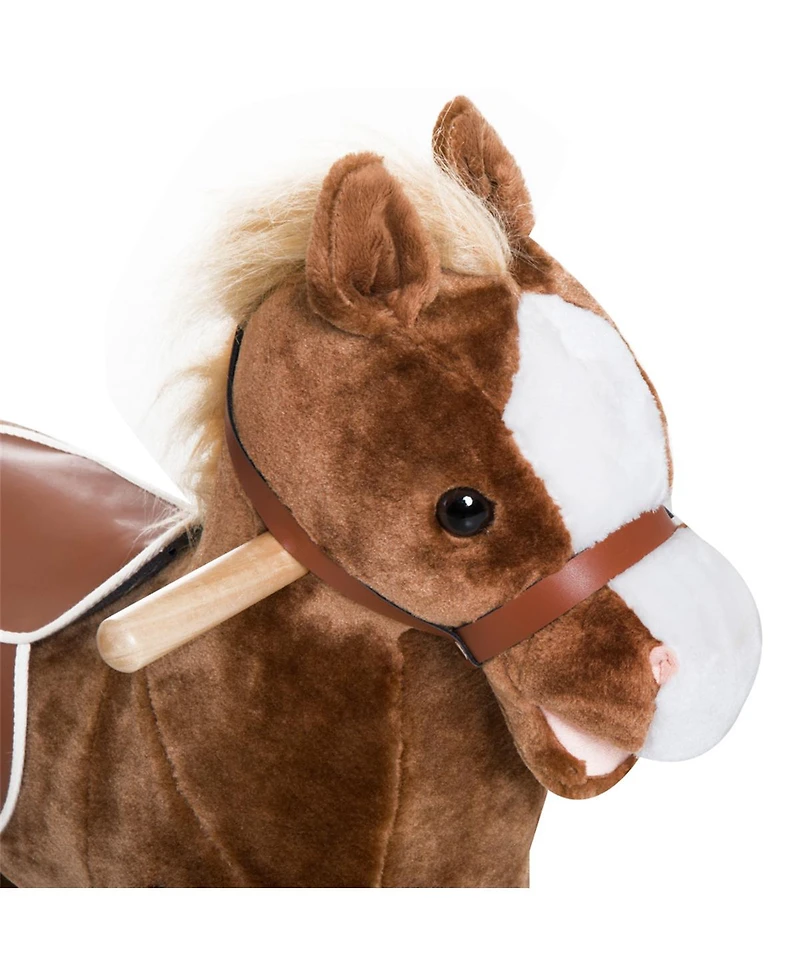 Yobtop Kids Ride-On Plush Rocking Horse with Realistic Sounds, Ages 3+