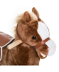 Yobtop Kids Ride-On Plush Rocking Horse with Realistic Sounds, Ages 3+
