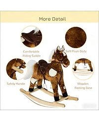 Yobtop Plush Rocking Horse with Tail Wagging and Music Toy, 110-Lb Capacity, Ages 3+